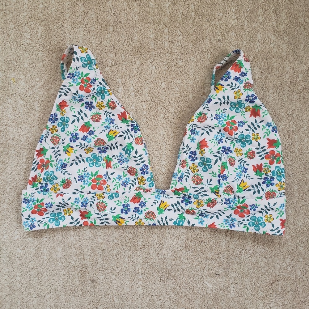 J.Crew Liberty Deep V Neck bikini top M